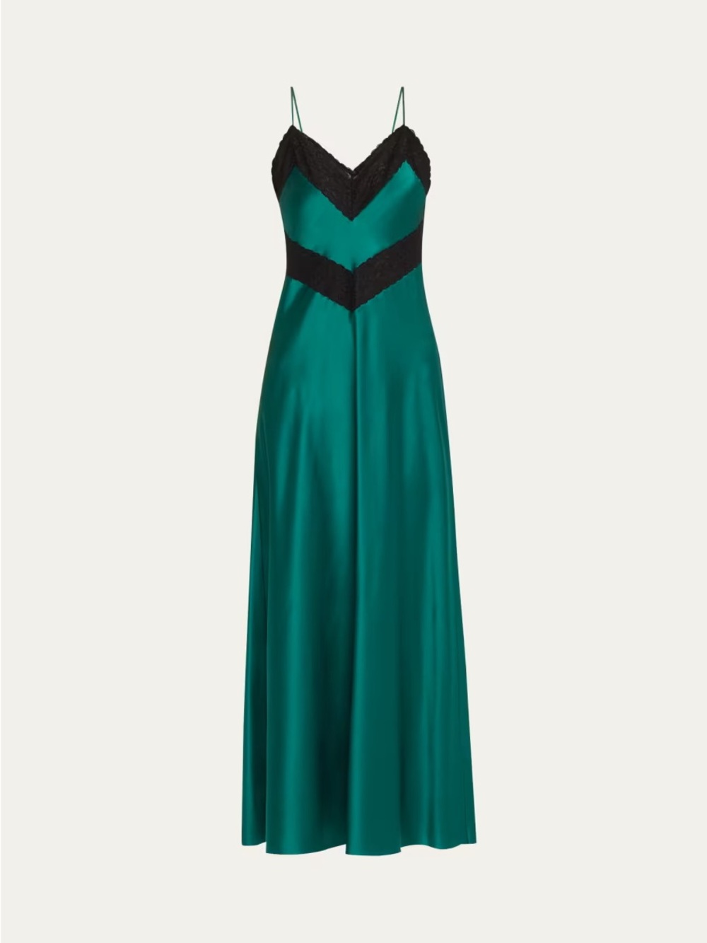 Love Shack Fancy Serita Silk Lace V Neck Cami Lingerie Slip Dress Emerald Green